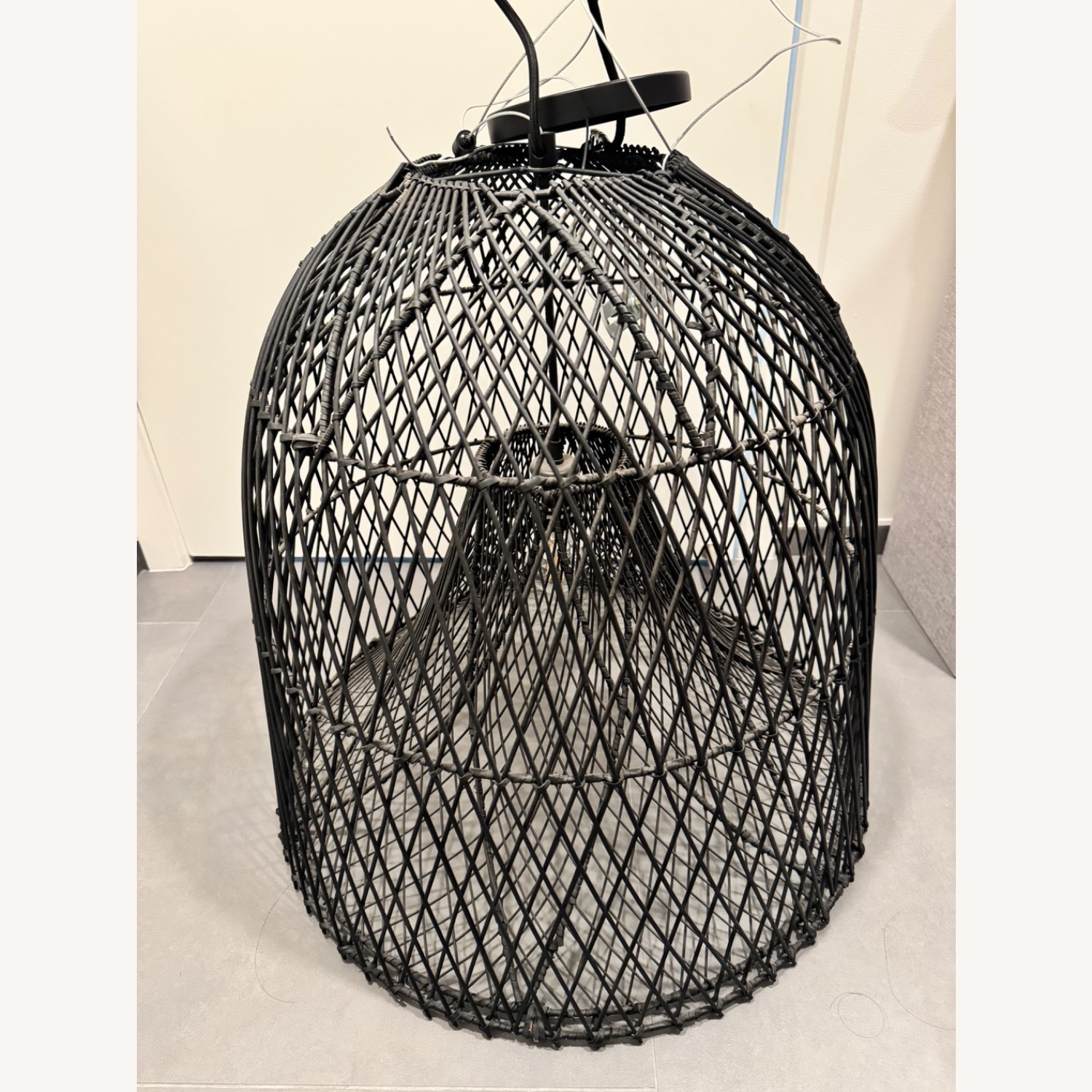 CB2 Nassa Woven Black Bamboo Pendant Light - image-2