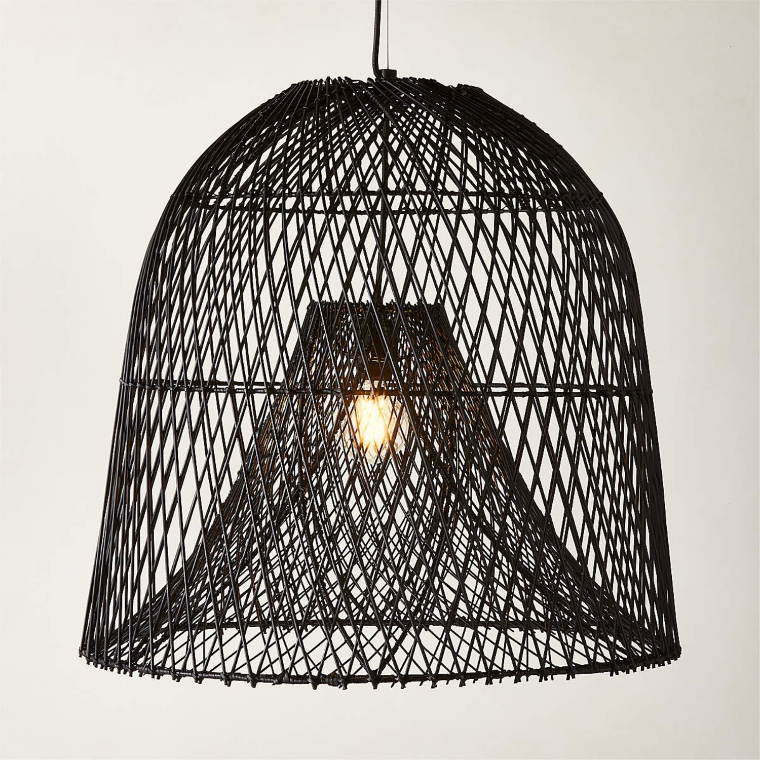 CB2 Nassa Woven Black Bamboo Pendant Light - image-4