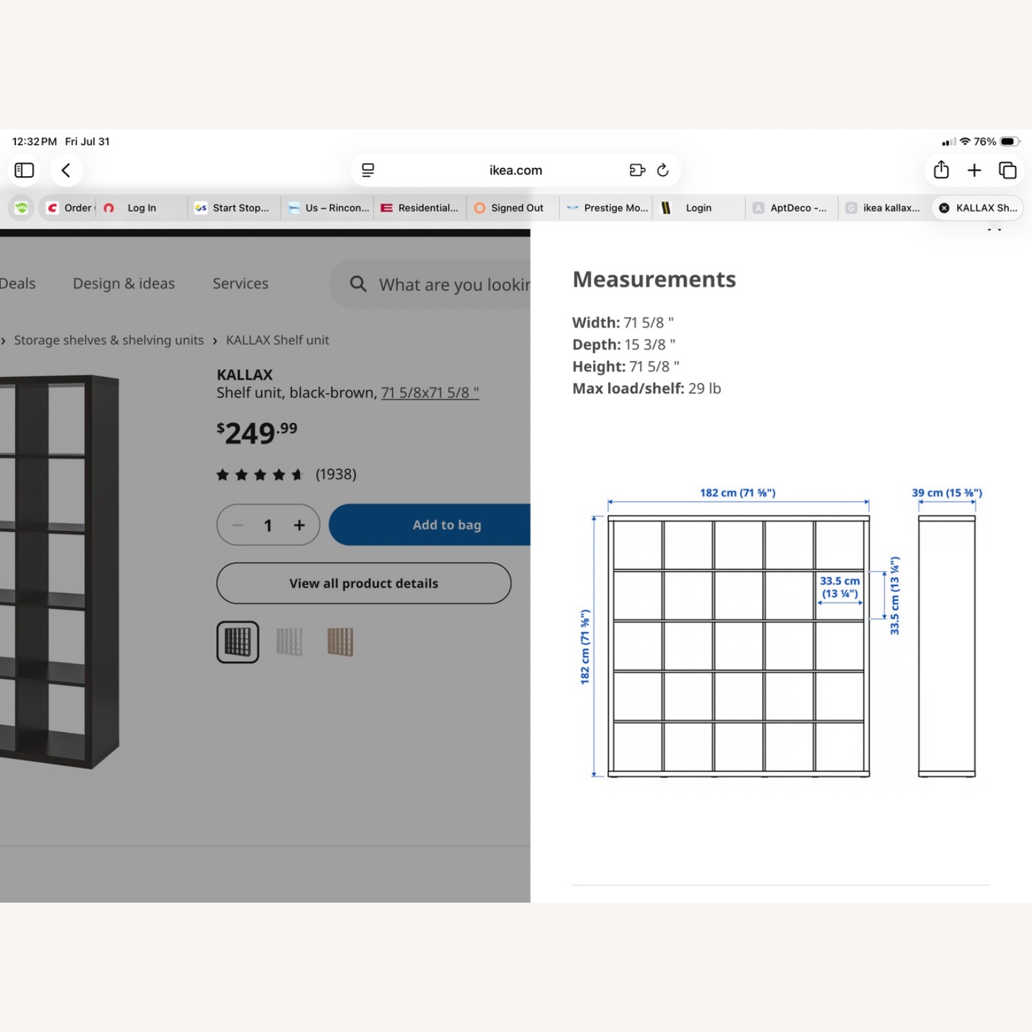 IKEA Kallax Dark Brown Wood Wall Unit - image-3