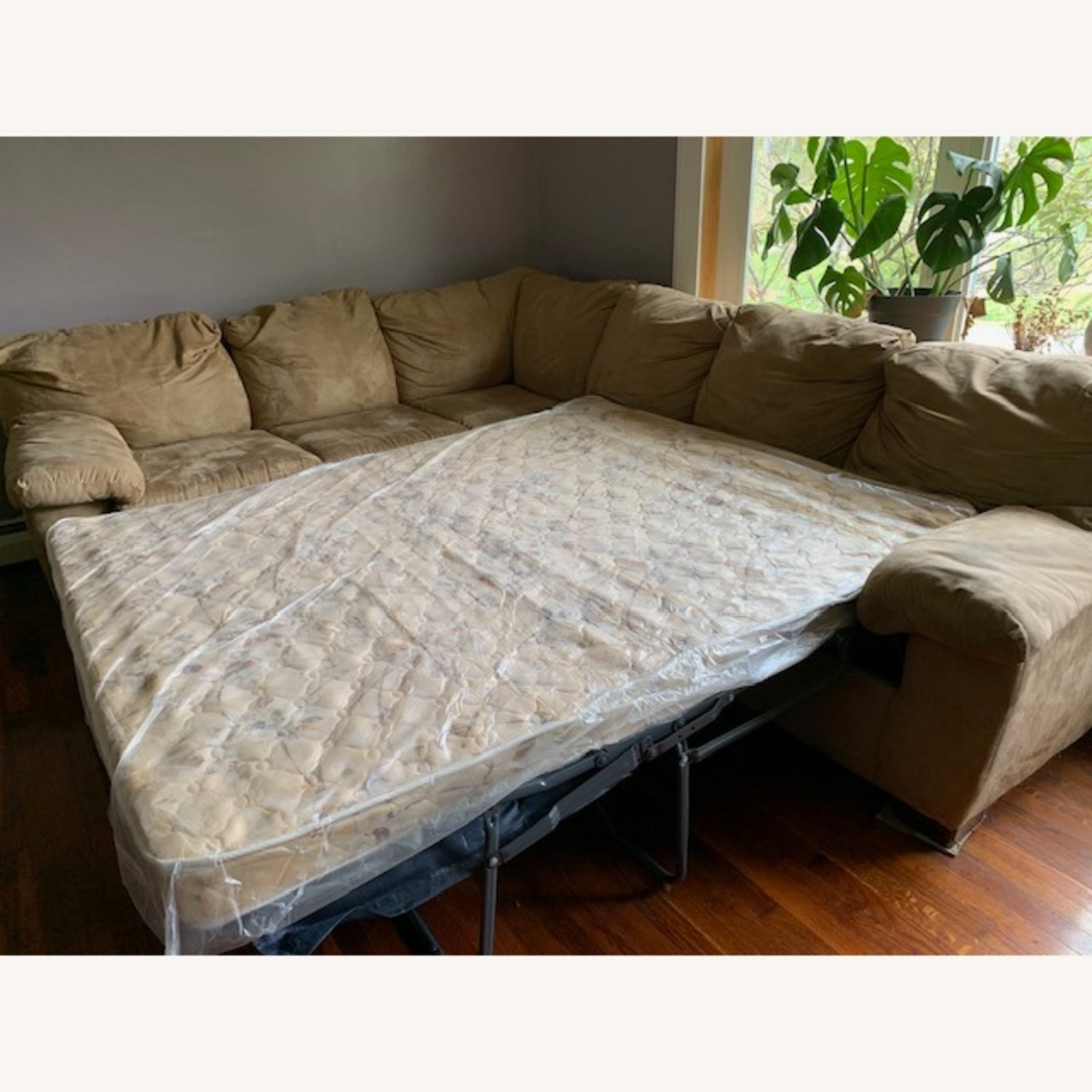 Light Brown Fabric Sleeper Sofa - image-3