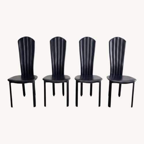 Used Vintage/Antique Finds Black Leather Dining Chairs for sale on AptDeco