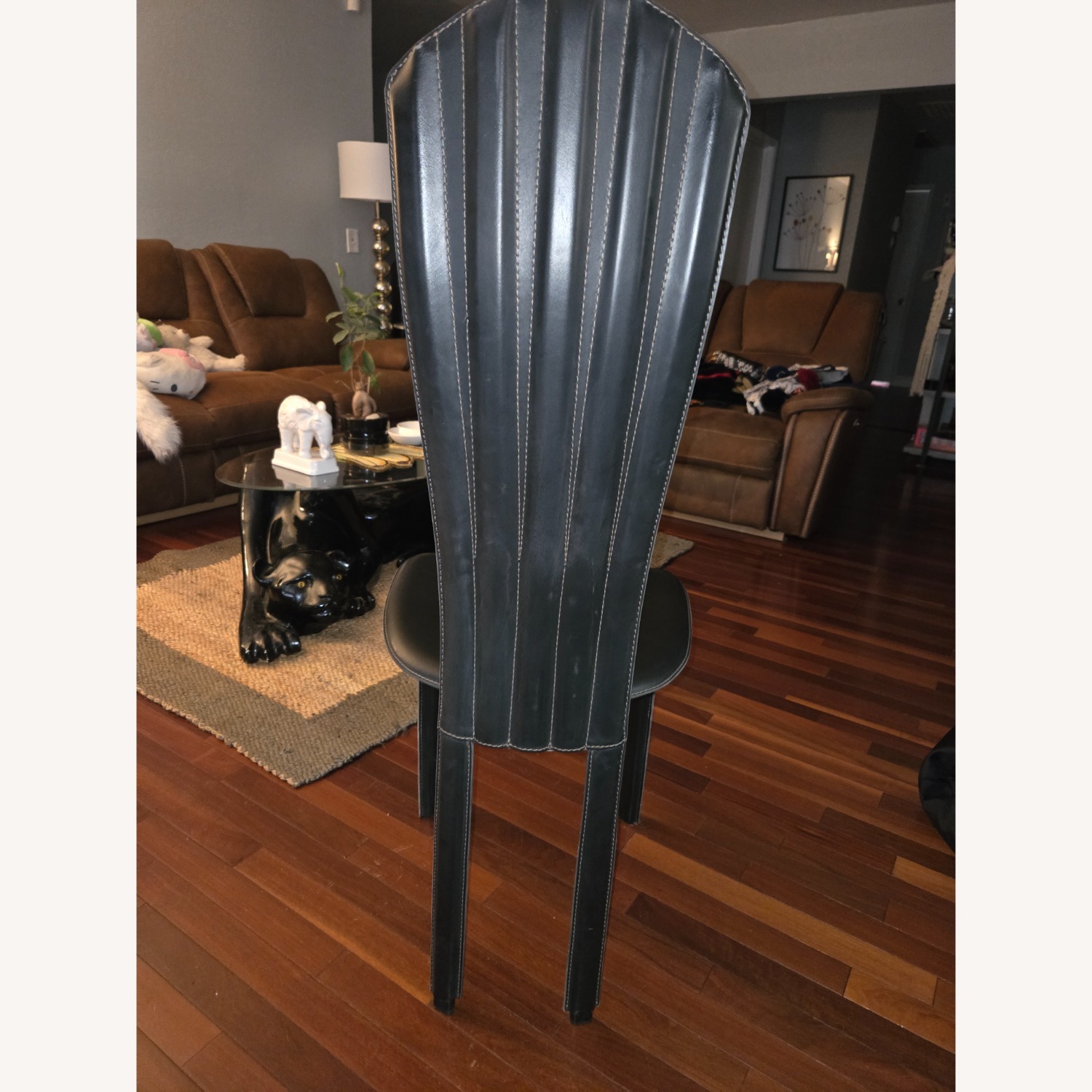 Vintage/Antique Finds Black Leather Dining Chairs - image-4