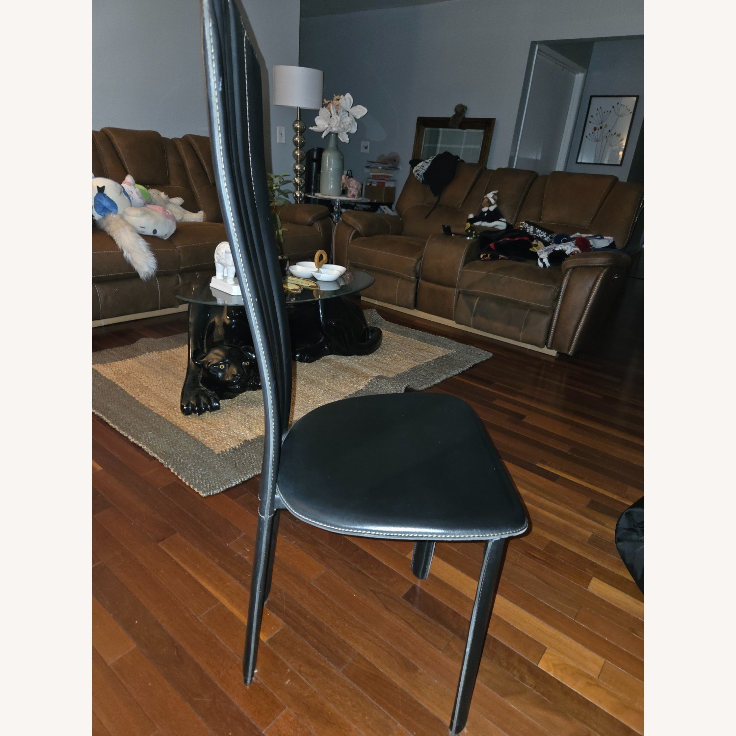 Vintage/Antique Finds Black Leather Dining Chairs - image-5