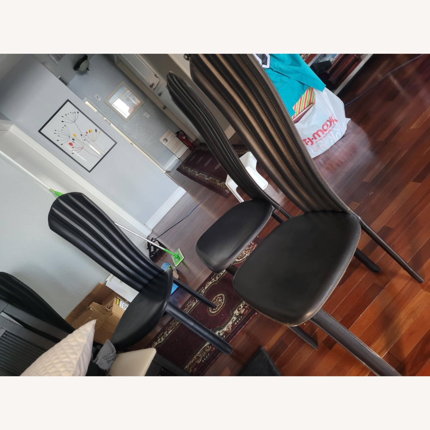 Vintage/Antique Finds Black Leather Dining Chairs - image-2