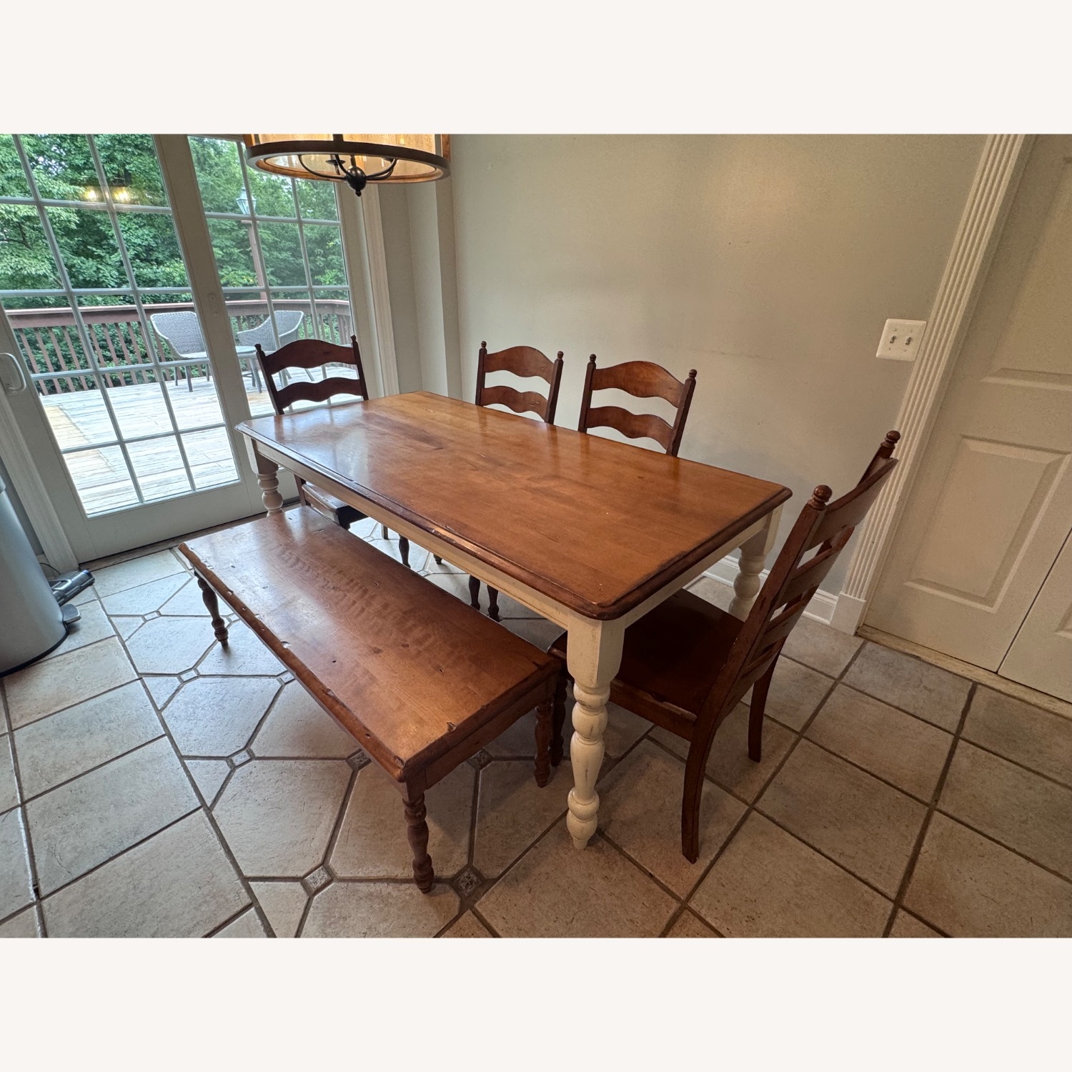 Custom Solid Wood Farmhouse Dining Table Set - image-1