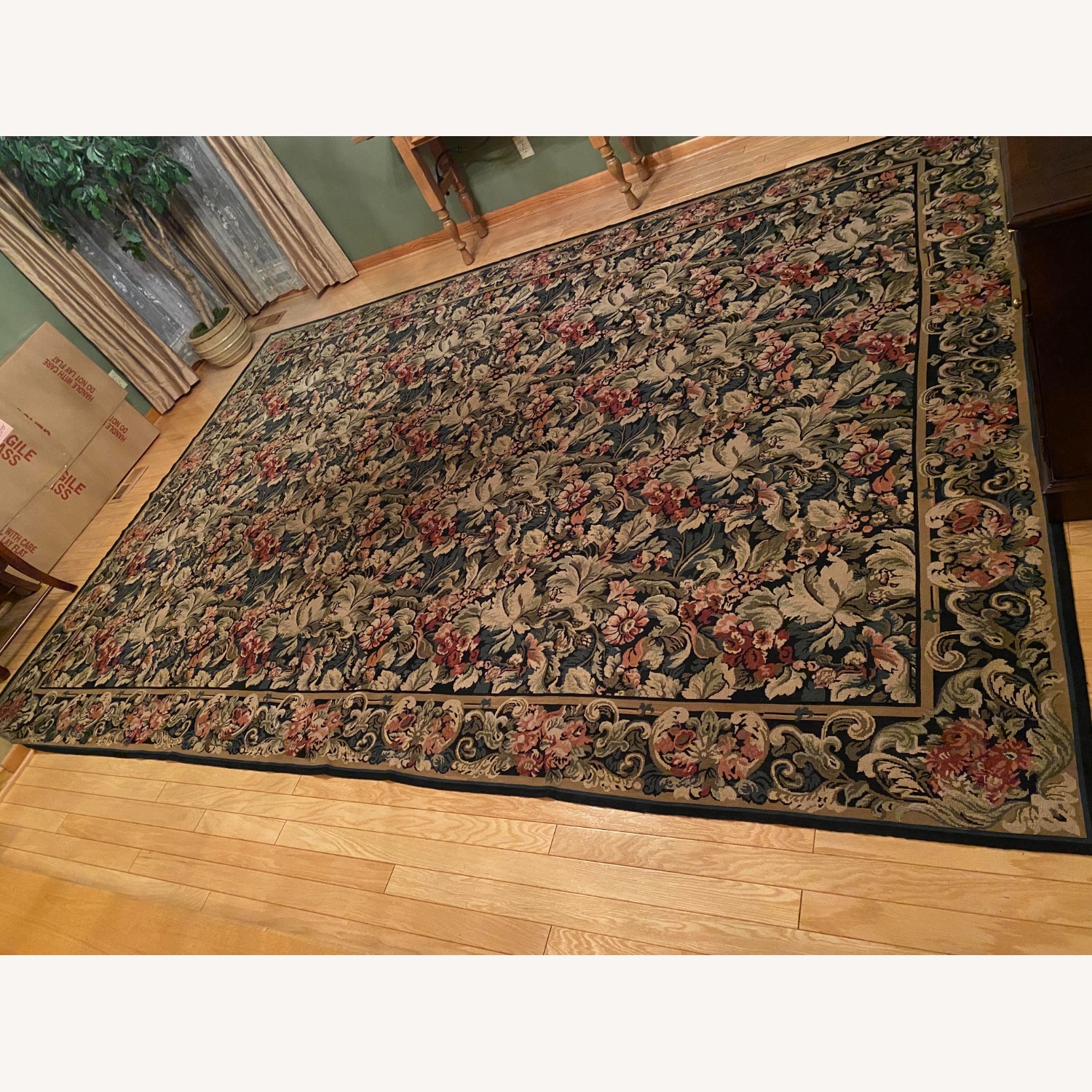 Needlepoint Area Rug 9' 9" x 13' 9"  Hand Knotted - image-1