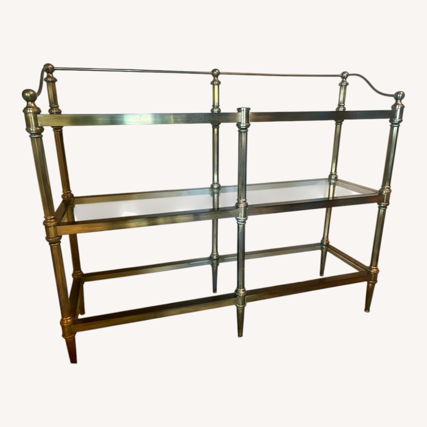 Vintage Brass Display Case/Dining Server - image-0