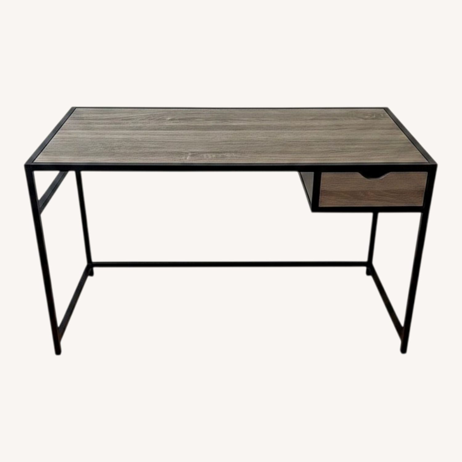 Wooden Desk With Drawer and Metal Frame - image-4