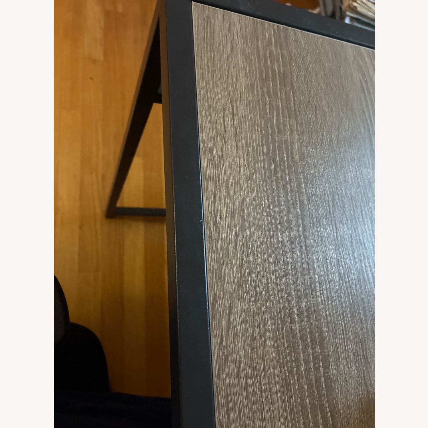 Wooden Desk With Drawer and Metal Frame - image-3