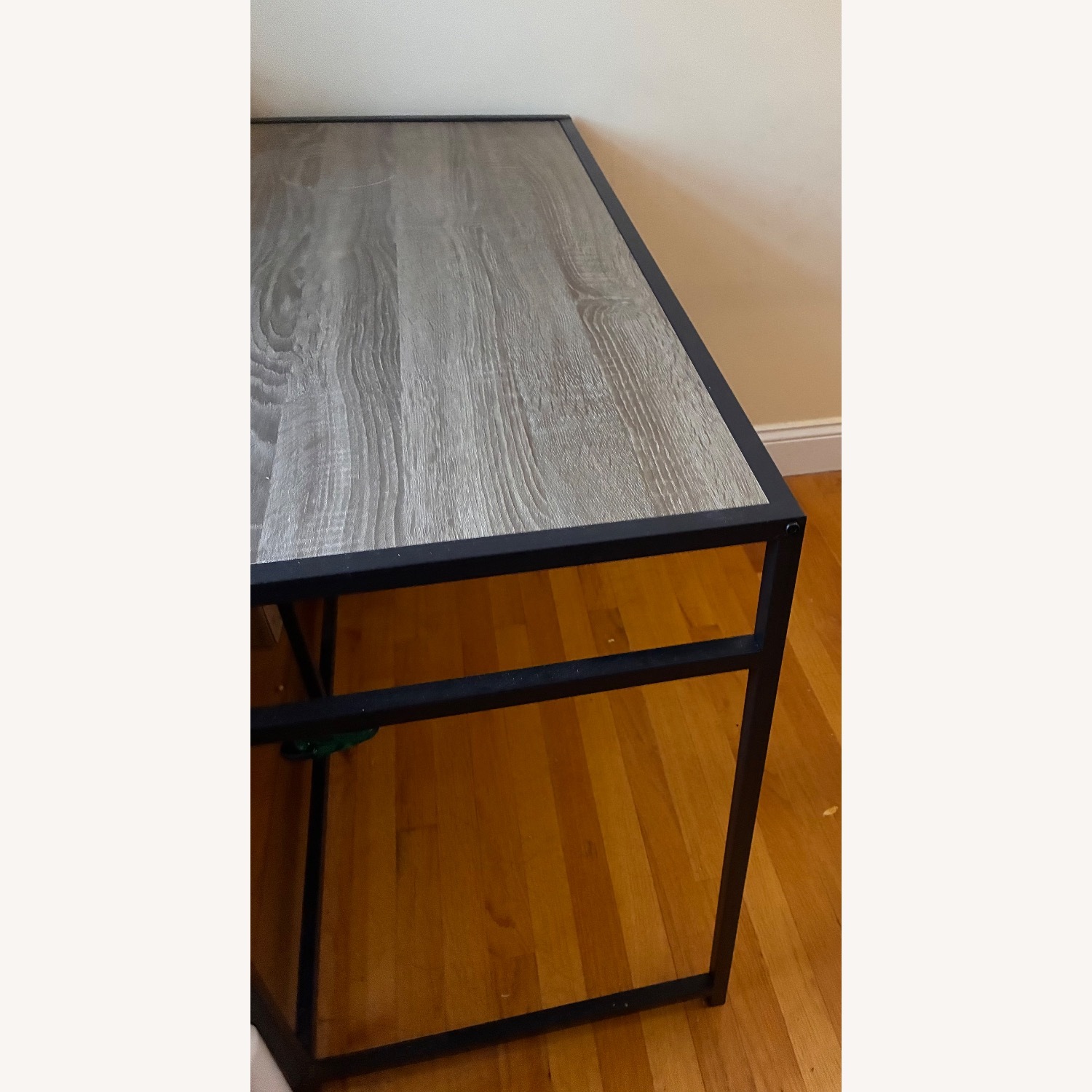 Wooden Desk With Drawer and Metal Frame - image-2