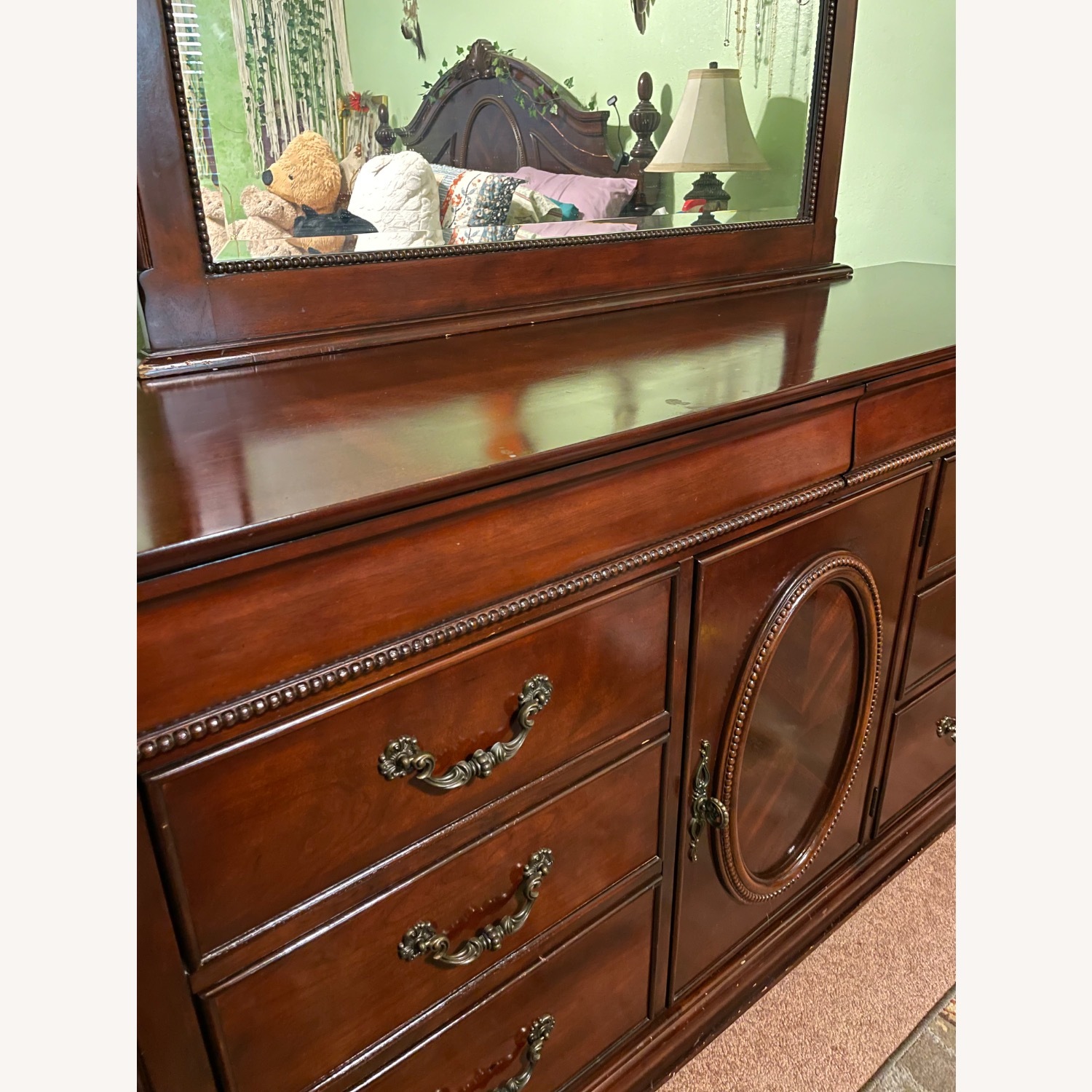 Dark Brown Cherry Wood Dresser - image-5