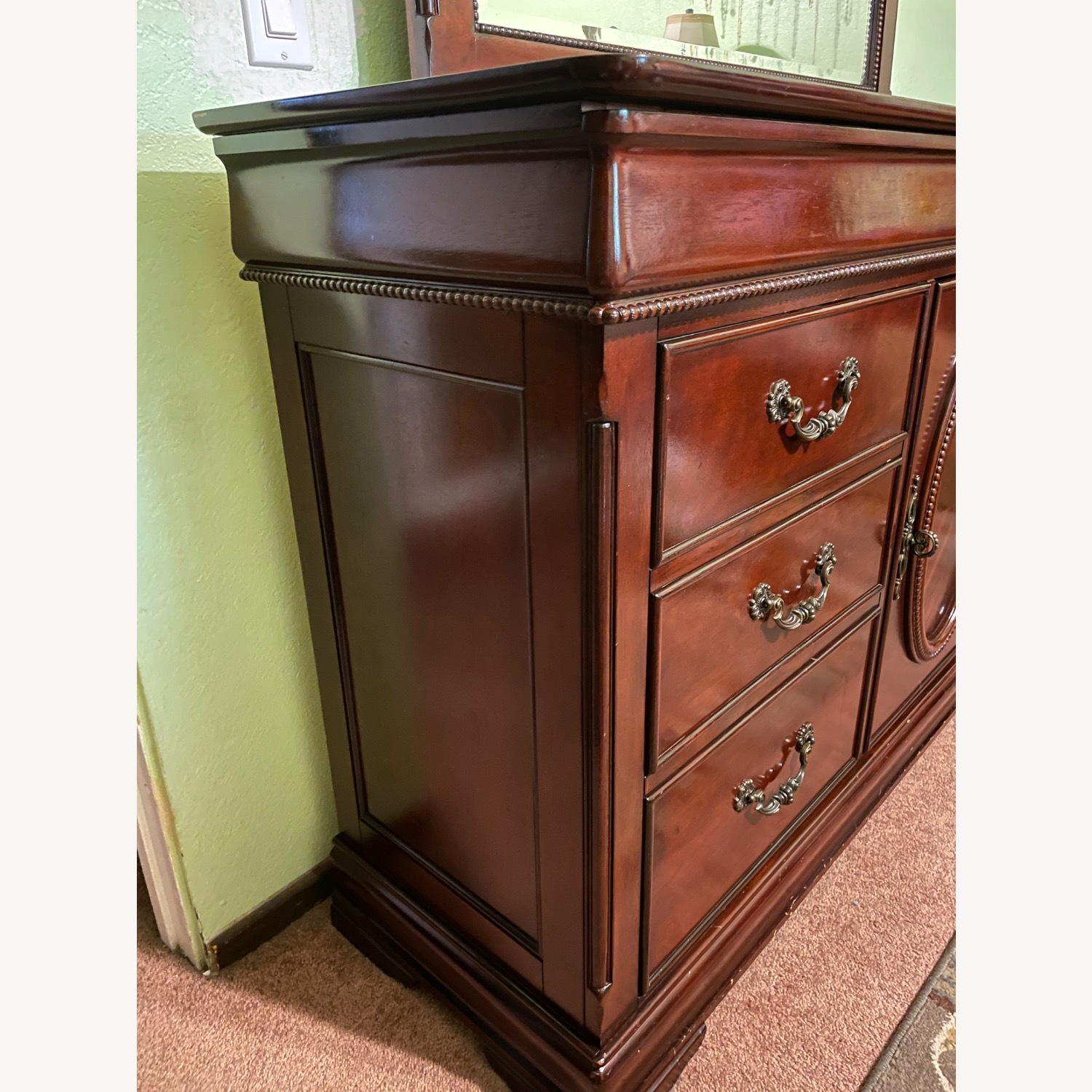 Dark Brown Cherry Wood Dresser - image-2