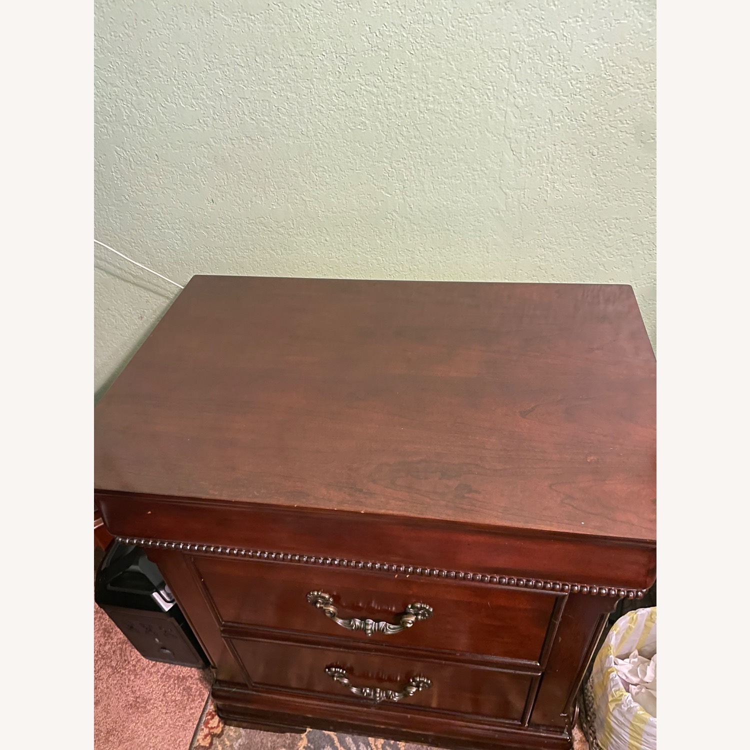 Dark Brown Cherry Wood Nightstand - image-4