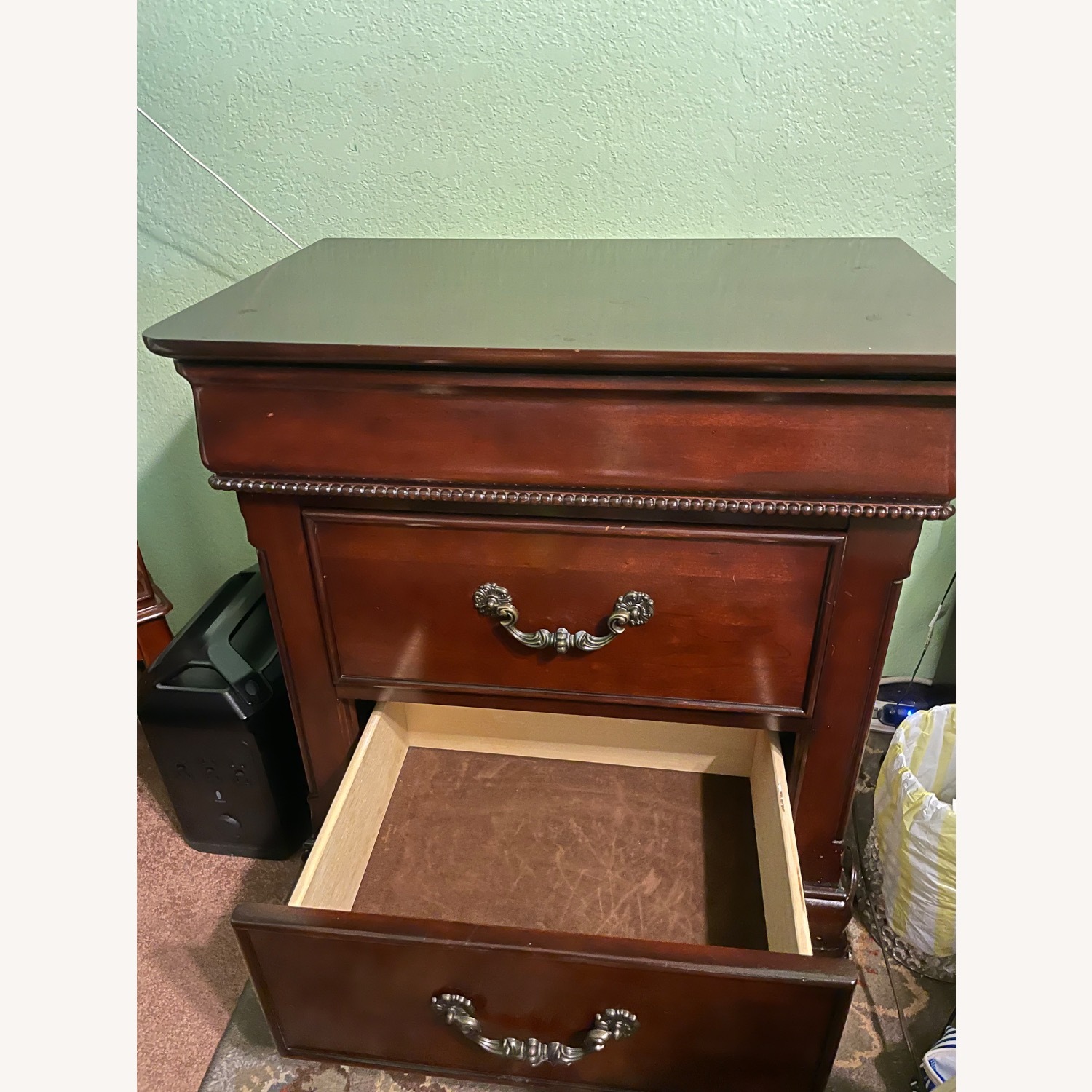 Dark Brown Cherry Wood Nightstand - image-3