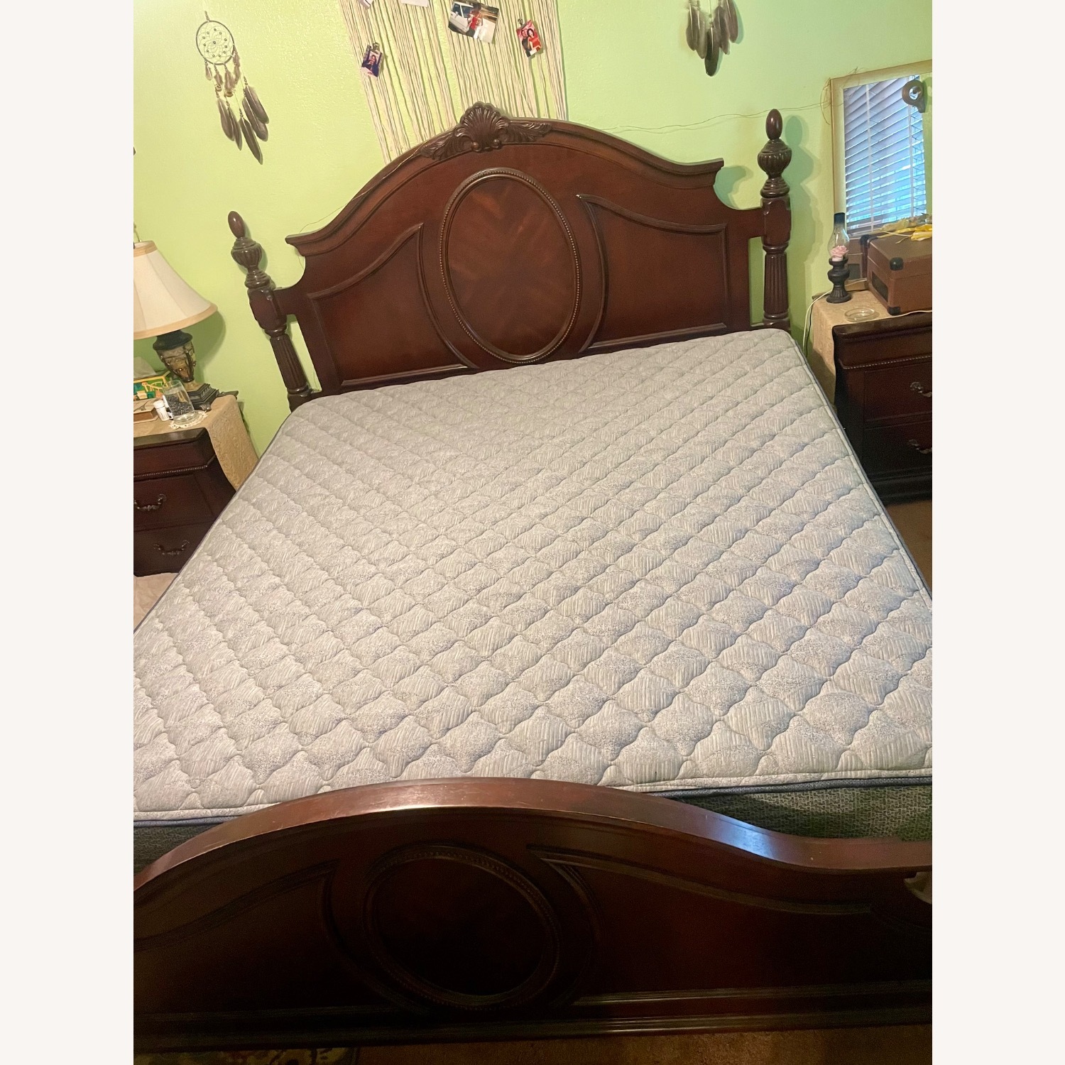 Dark Brown Cherry Wood King Bed - image-6