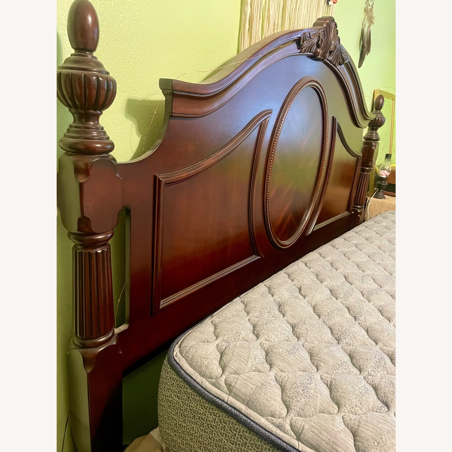 Dark Brown Cherry Wood King Bed - image-2