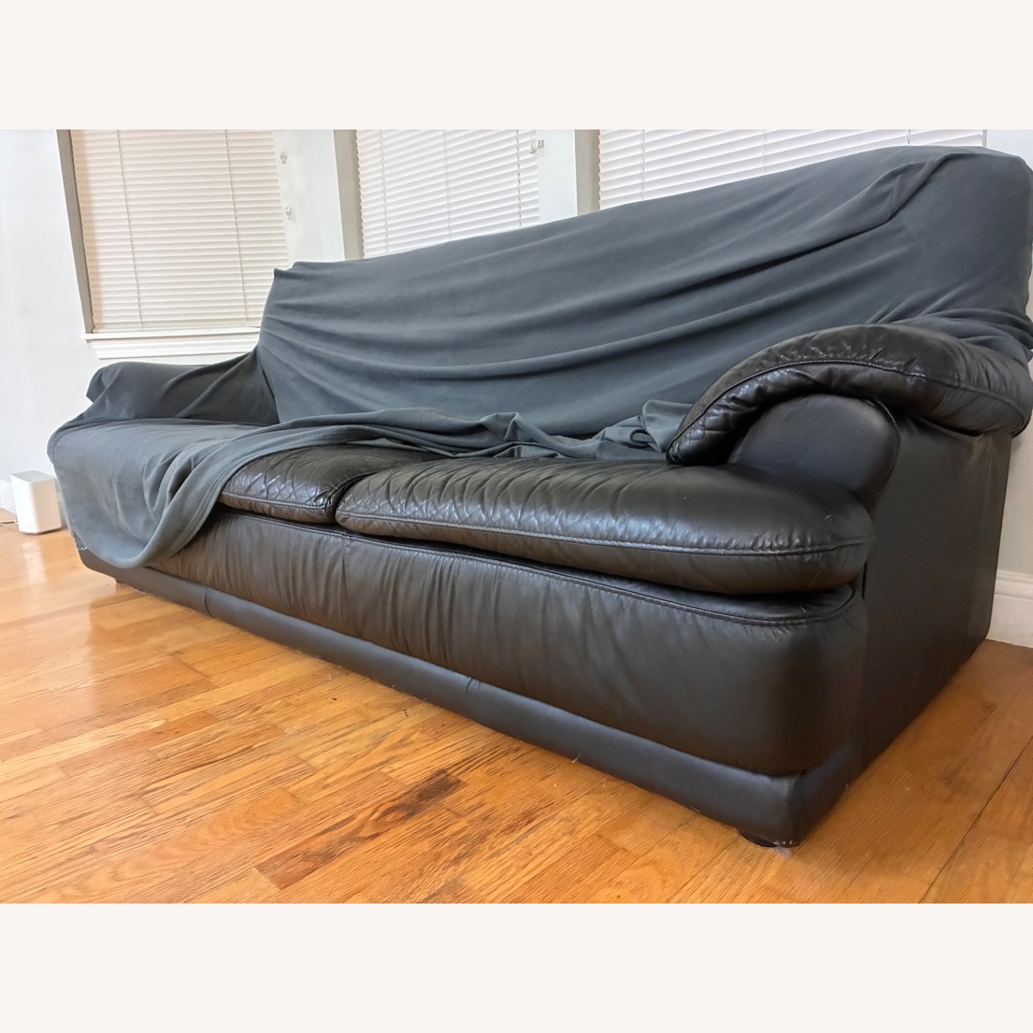 Black Leather 3+ Seater Sofa - image-2