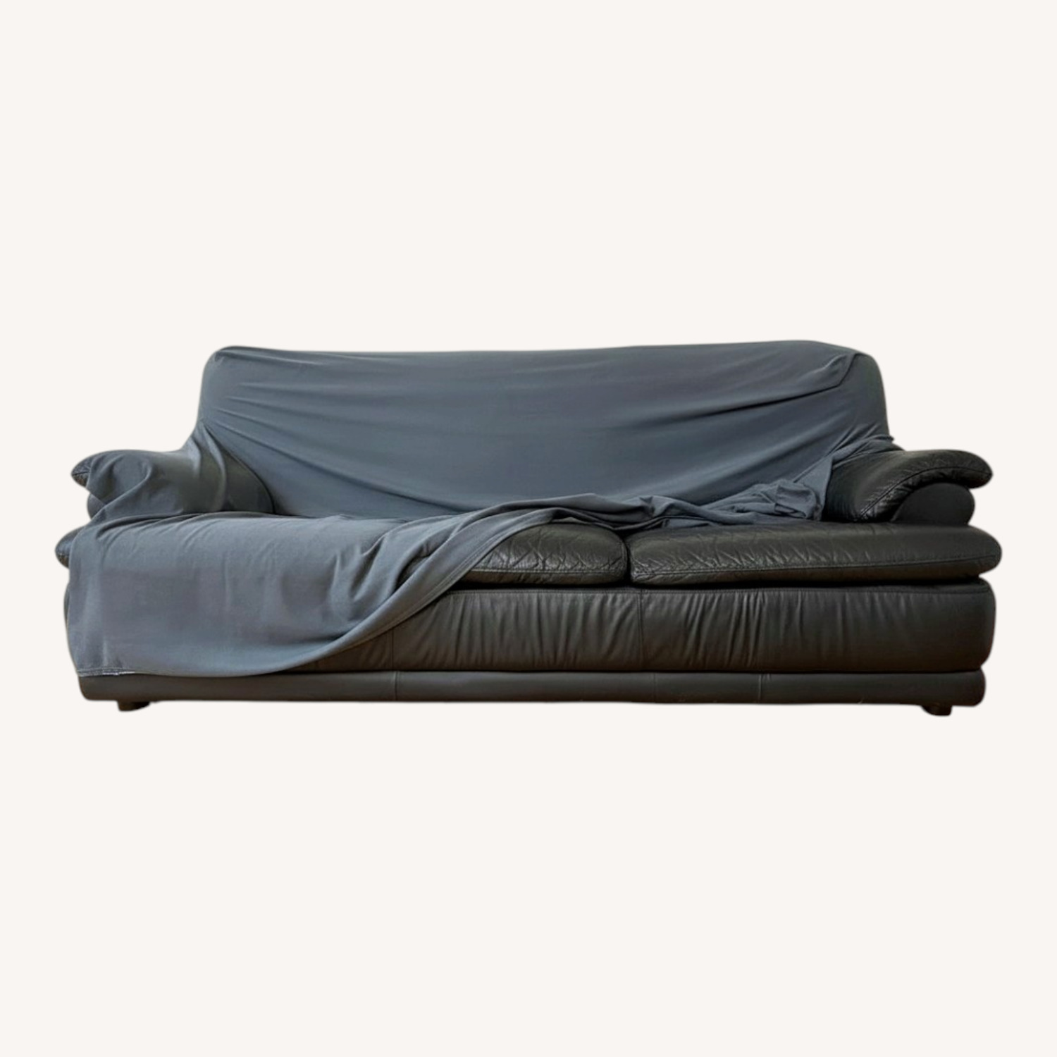 Black Leather 3+ Seater Sofa - image-0