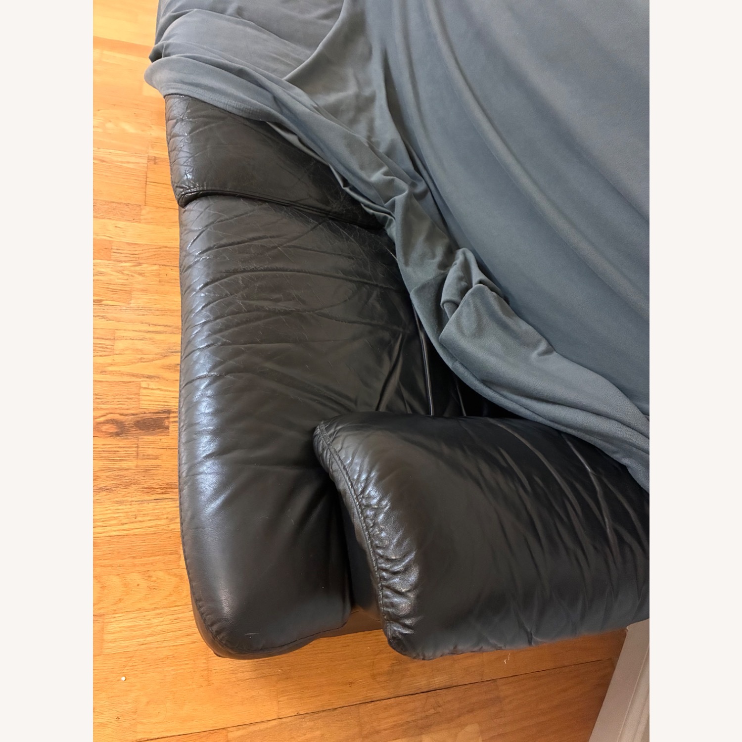 Black Leather 3+ Seater Sofa - image-3
