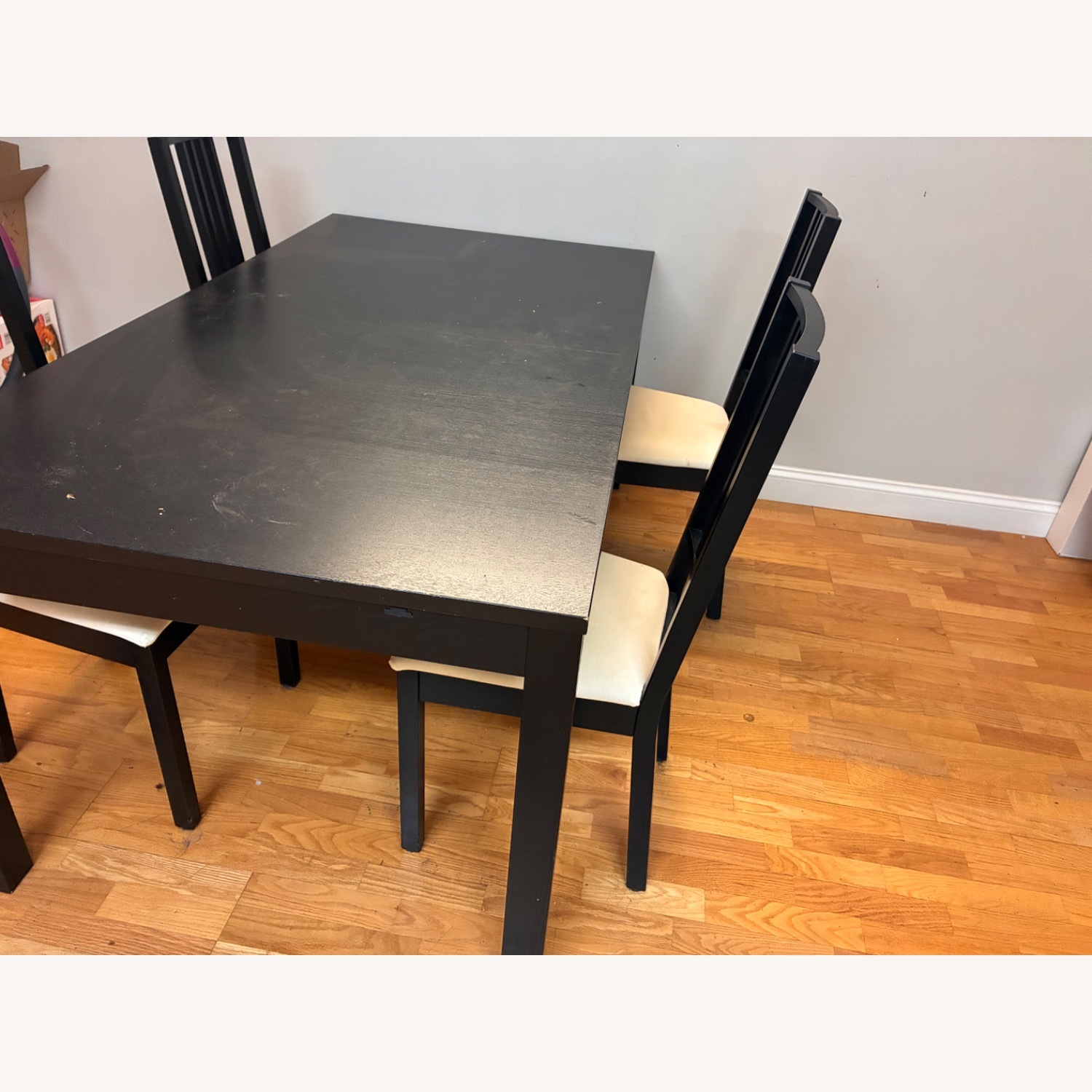 Extendable Black Wood Dining Table With 4 Chairs - image-2