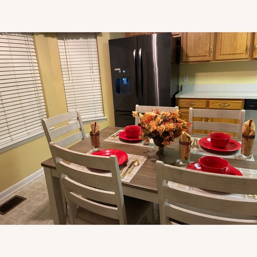 Used Farmhouse-Style Kitchen Table with 6 Chairs for sale on AptDeco
