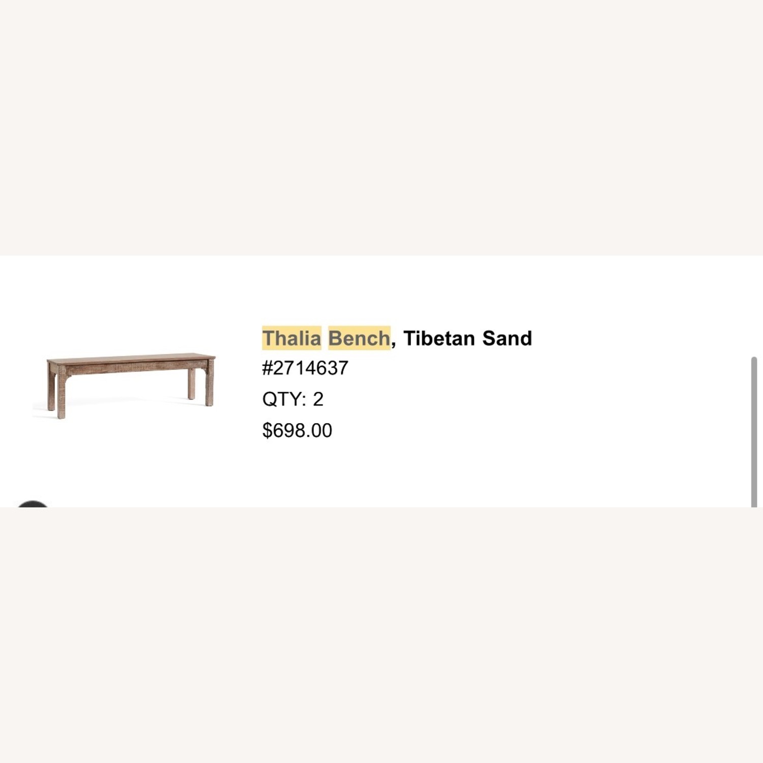 Pottery Barn Thalia Dining Benches (Pair) - image-3