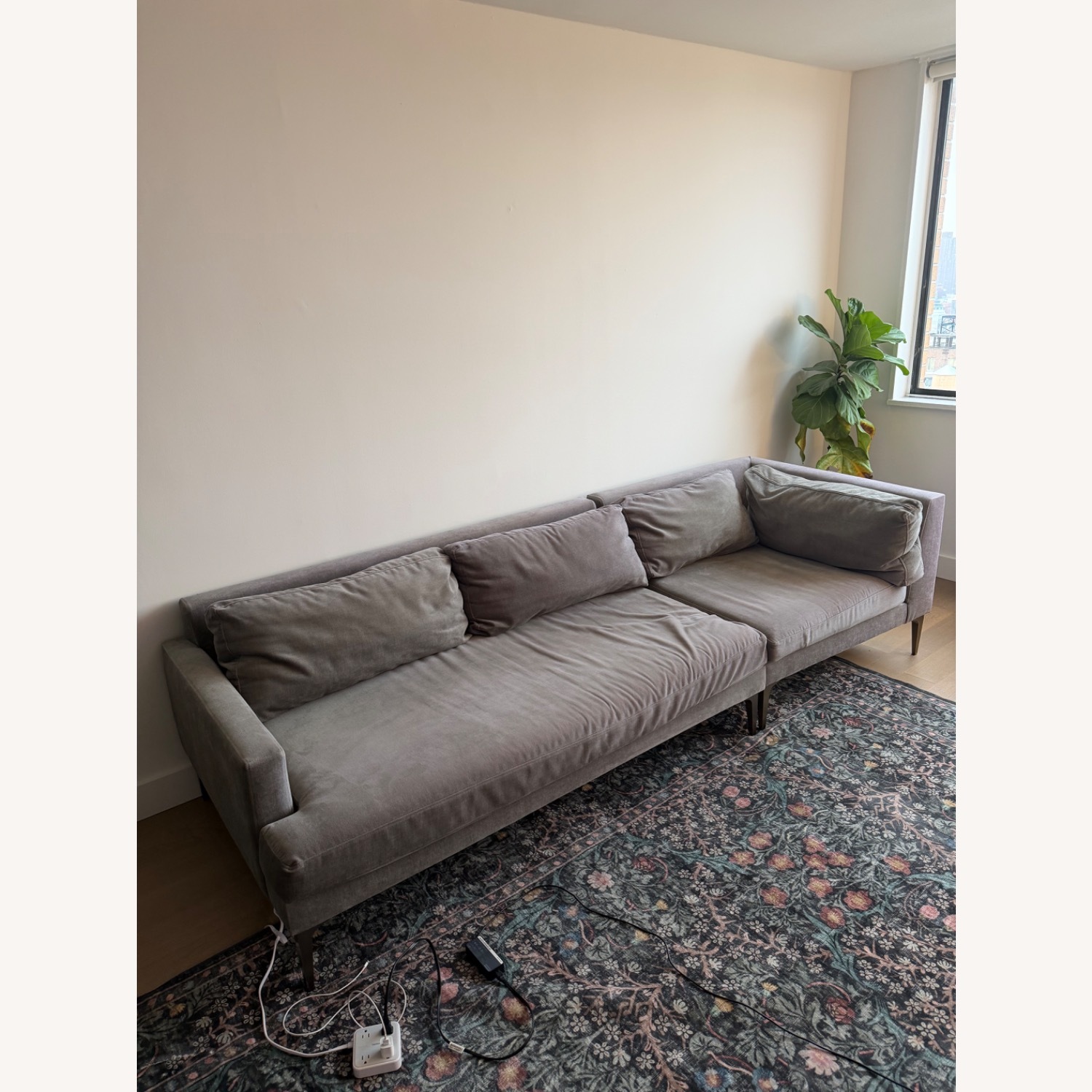 West Elm Andes Light Gray Fabric 2 Piece Sectional - image-6