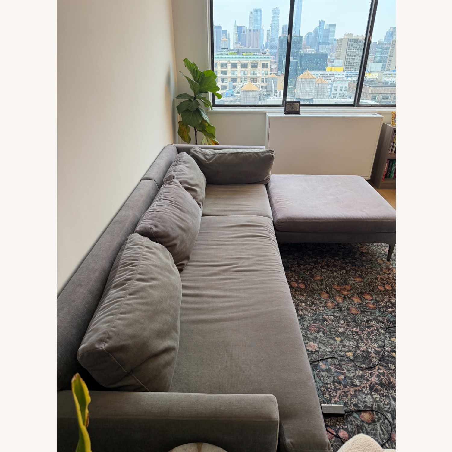 West Elm Andes Light Gray Fabric 2 Piece Sectional - image-2