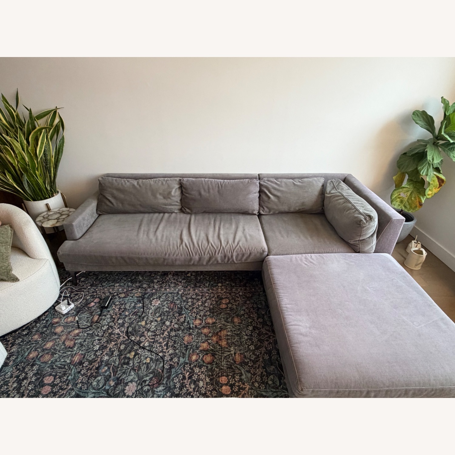 West Elm Andes Light Gray Fabric 2 Piece Sectional - image-1