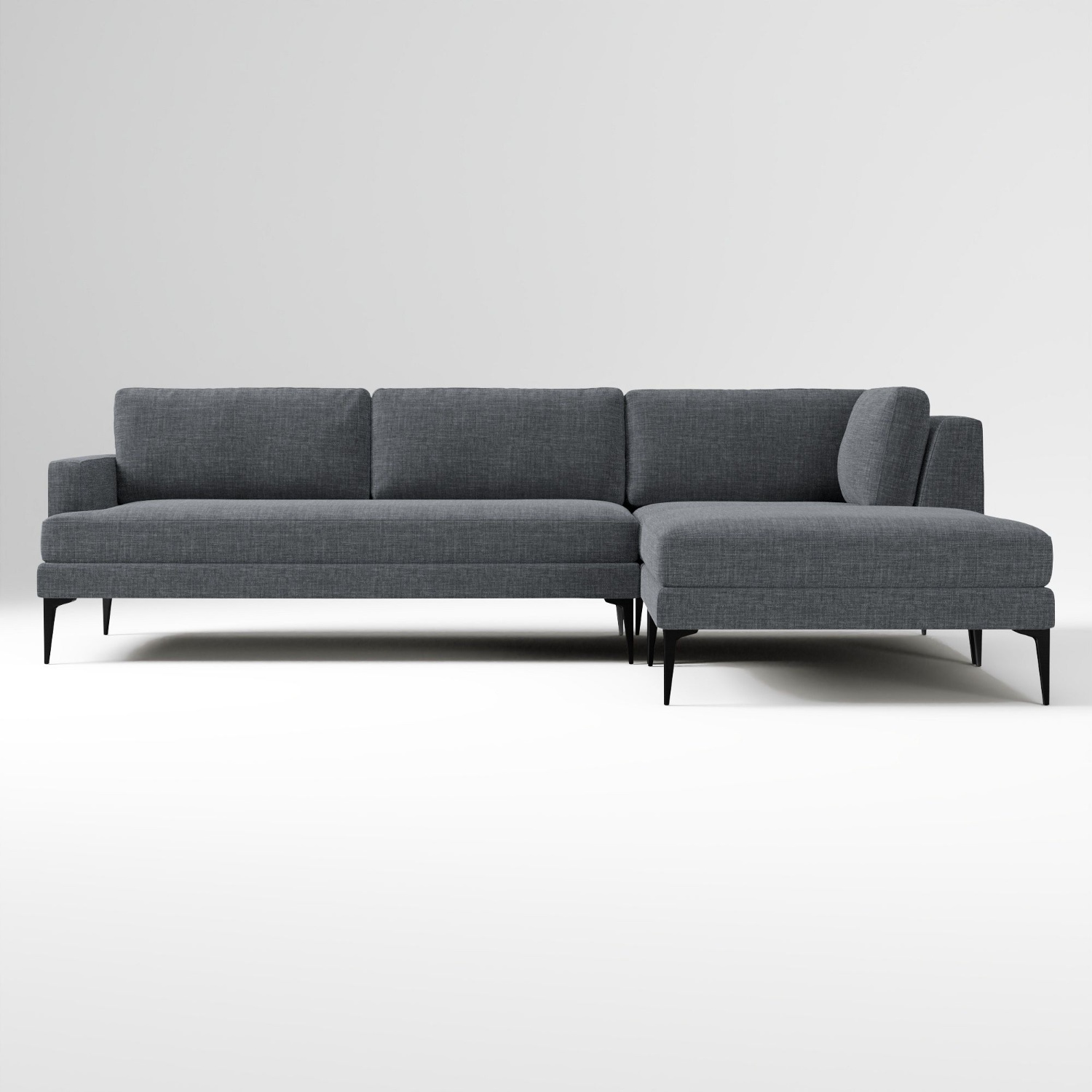 West Elm Andes Light Gray Fabric 2 Piece Sectional - image-7