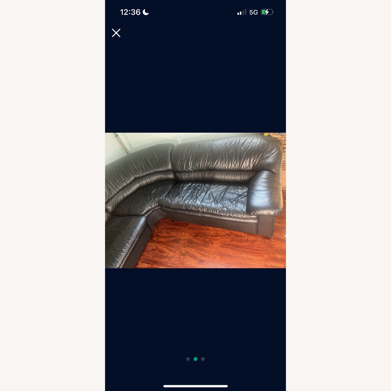 Black Leather Couch - image-2