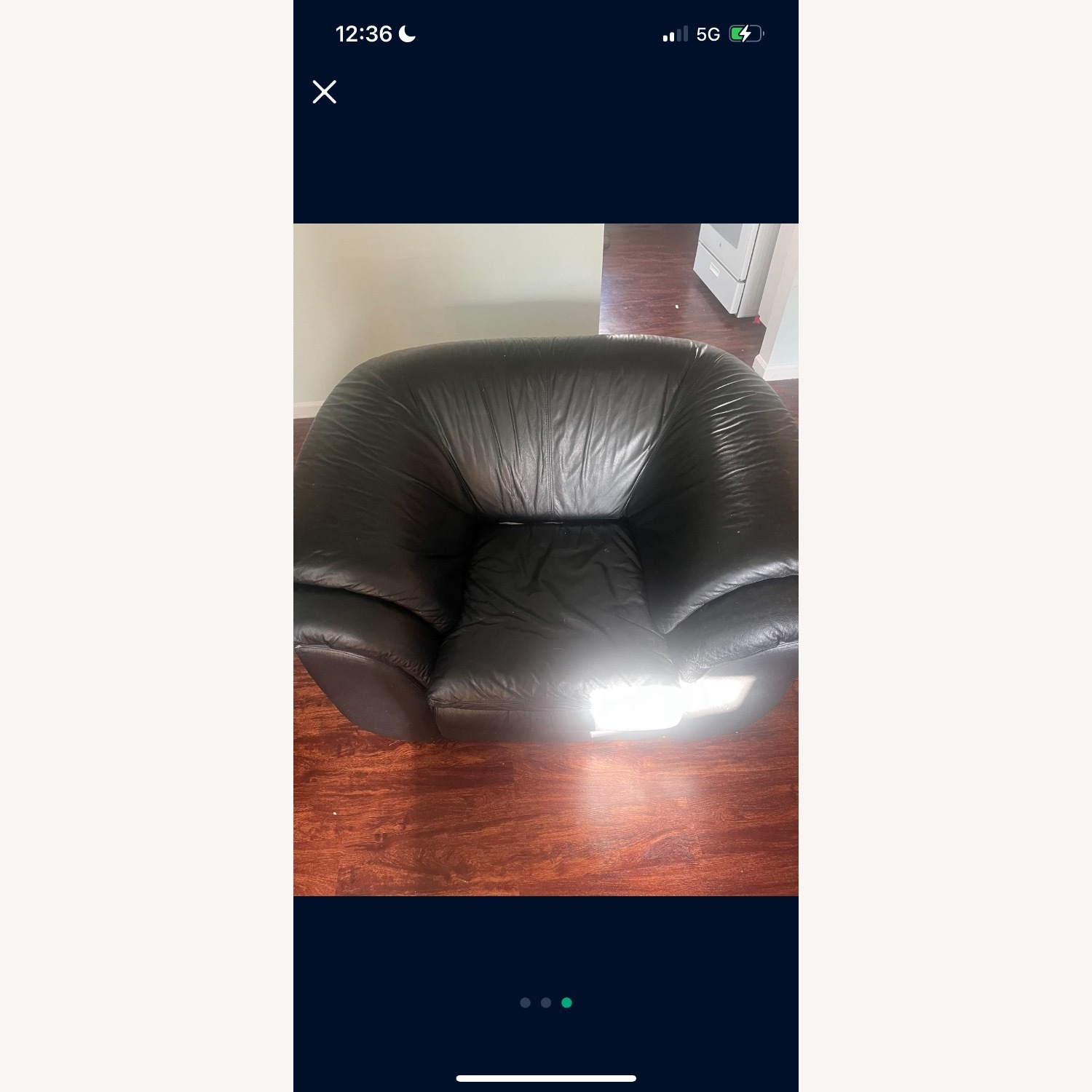 Black Leather Couch - image-3
