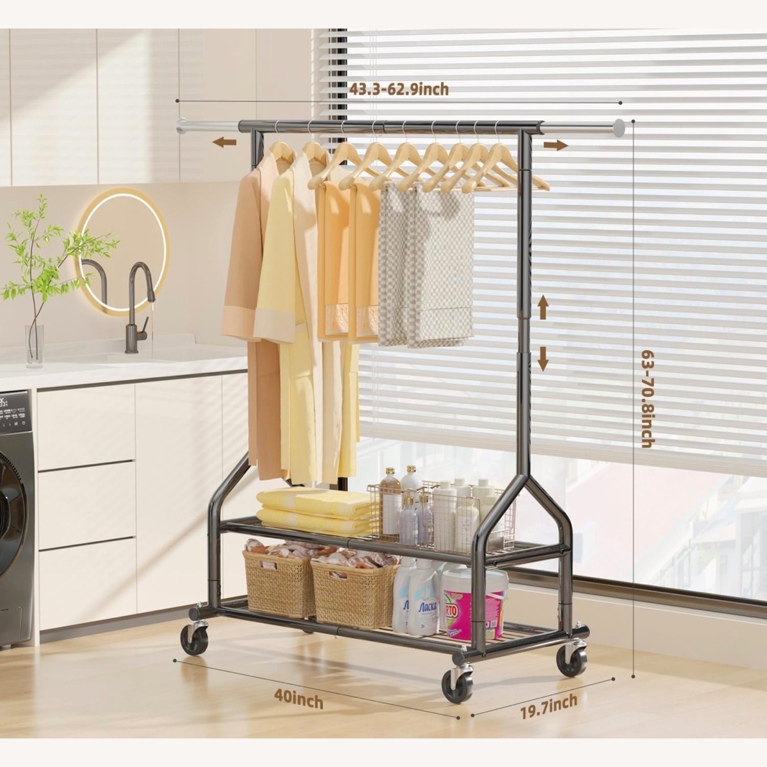 EAGMAK Heavy Duty Rolling Clothes Rail - image-2