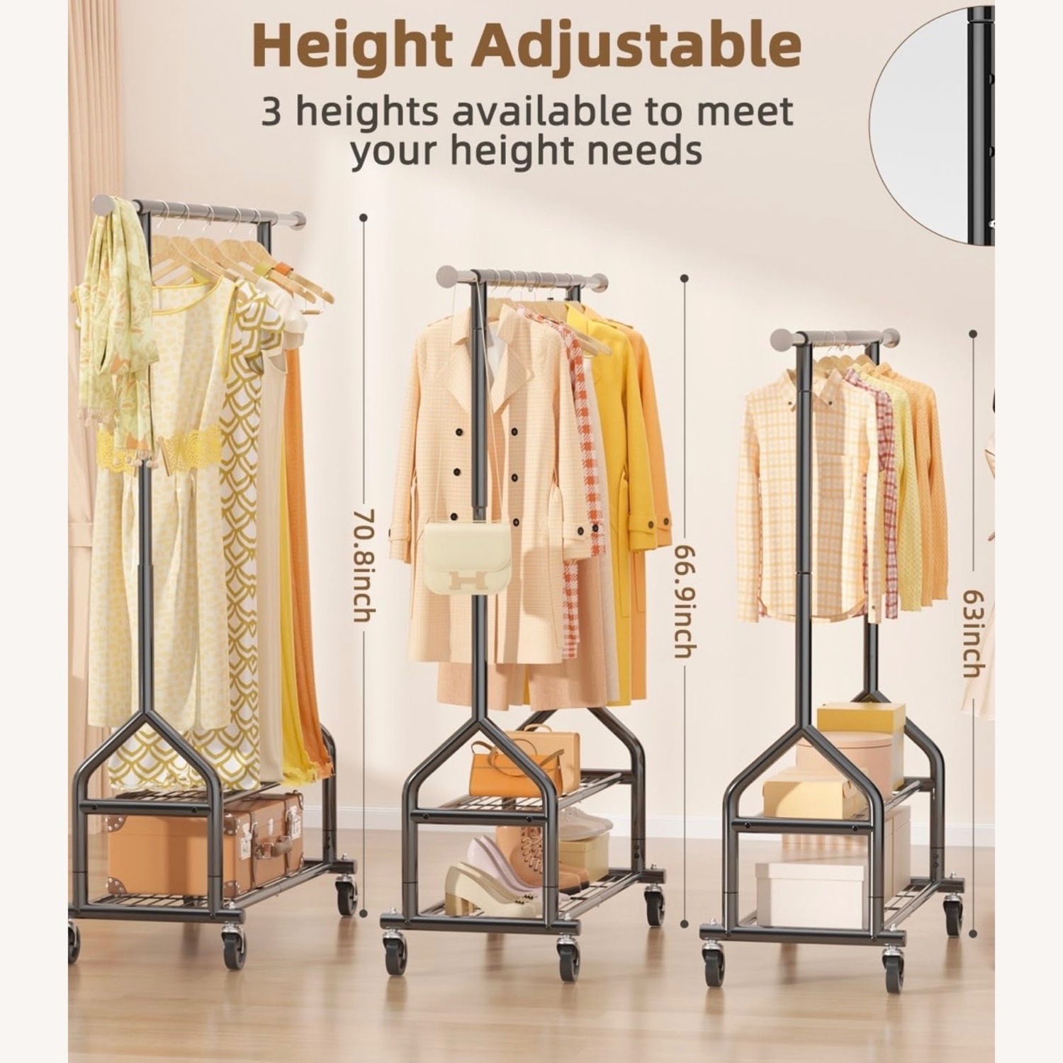 EAGMAK Heavy Duty Rolling Clothes Rail - image-3