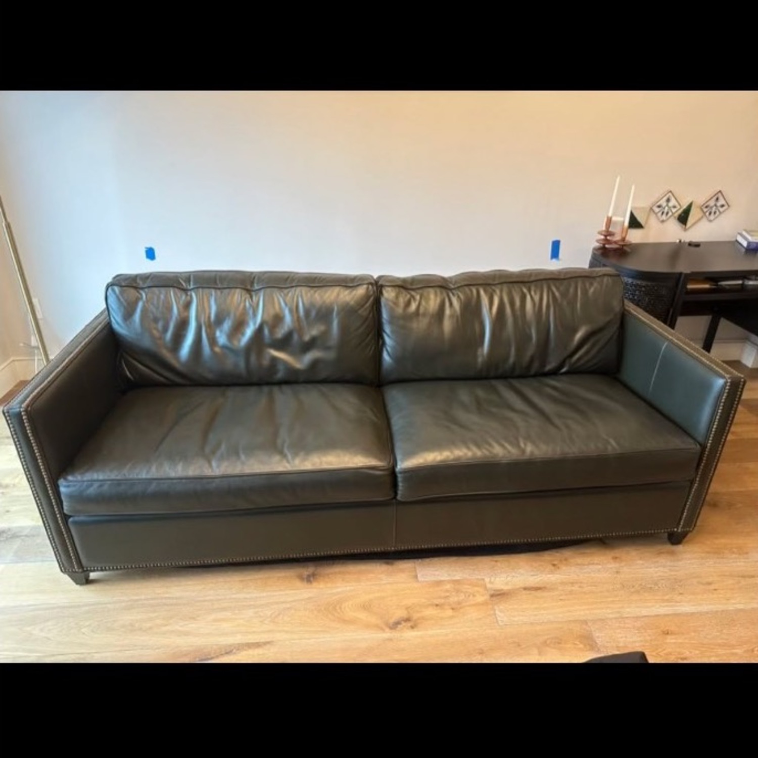 Crate & Barrel Custom Leather Sleeper Sofa - image-2