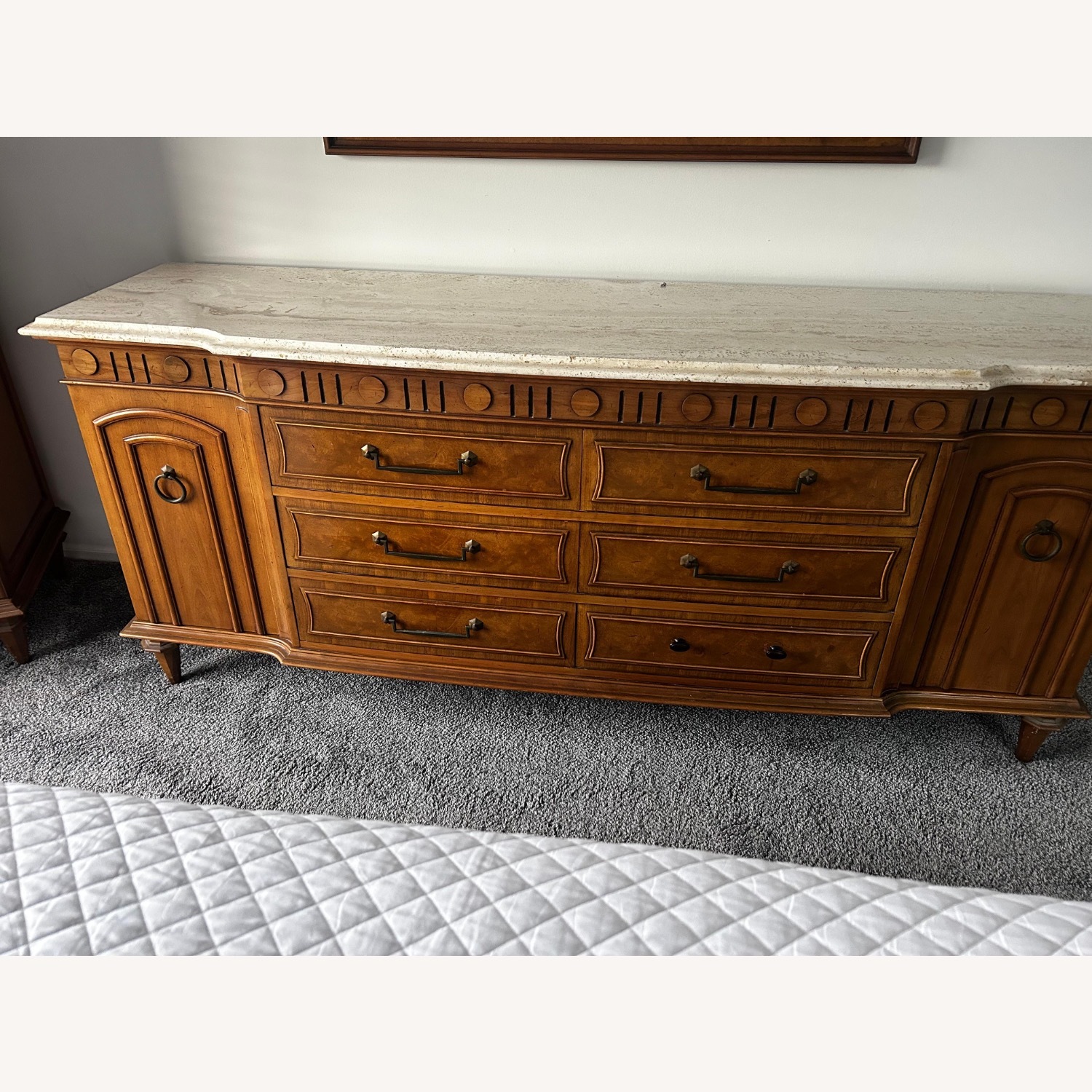 Vintage/Antique Light Brown Wood Full Bed - image-1
