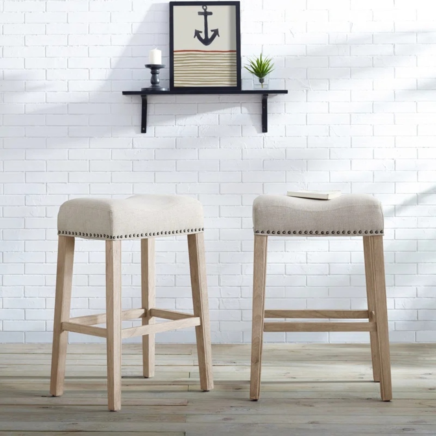 Wayfair Natural Fabric Stools Set of 4 - image-4