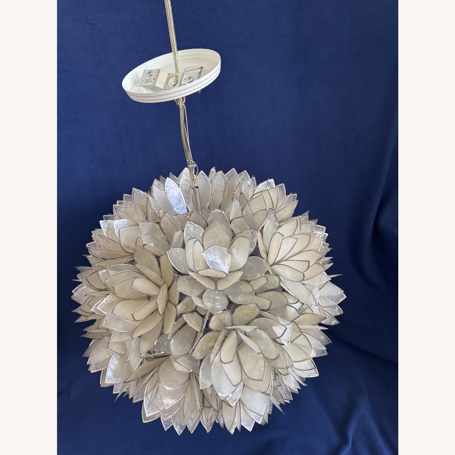 Vintage 18" Capiz Shell Lotus Flower Chandelier - image-2