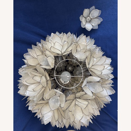 Used Vintage 18" Capiz Shell Lotus Flower Chandelier for sale on AptDeco