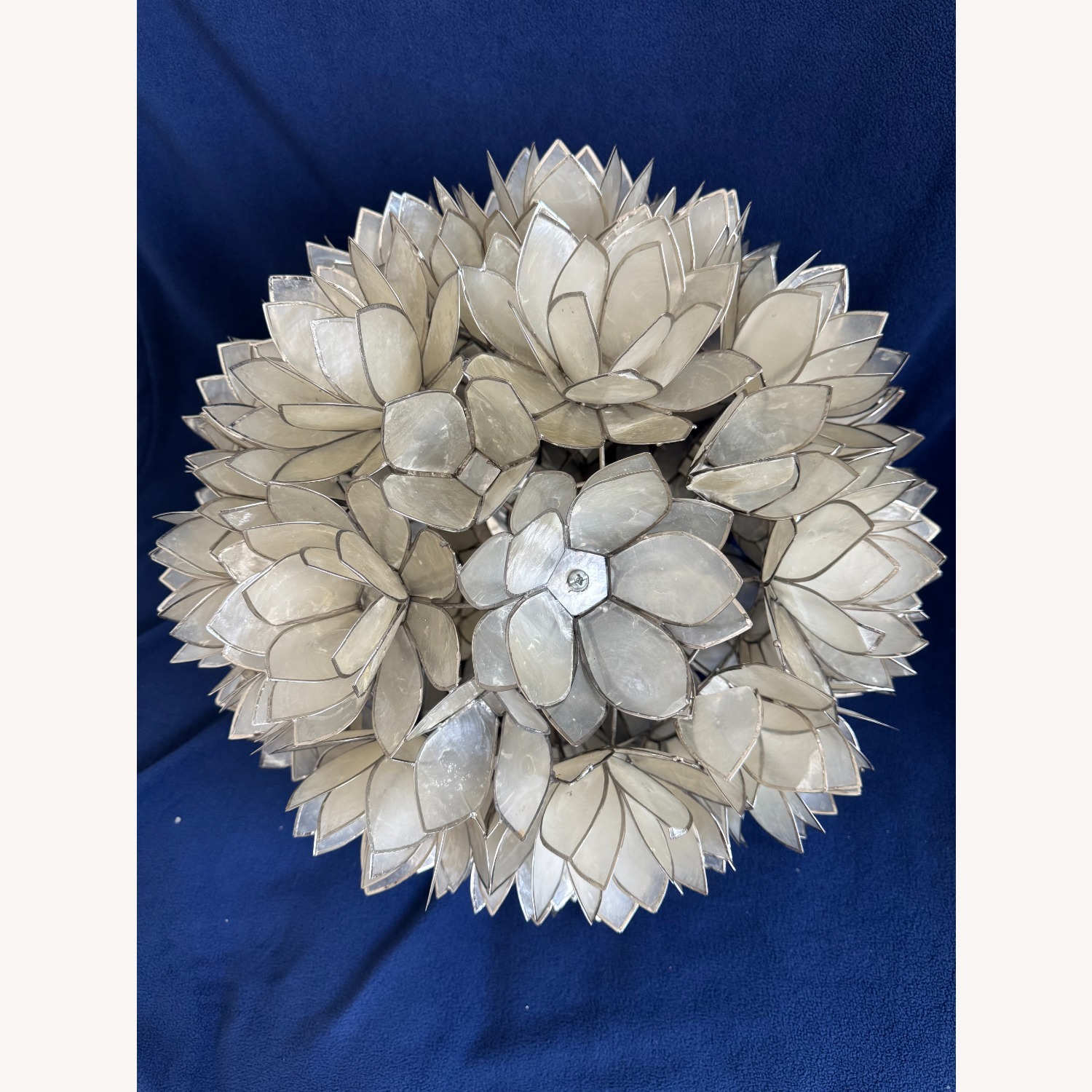Vintage 18" Capiz Shell Lotus Flower Chandelier - image-3