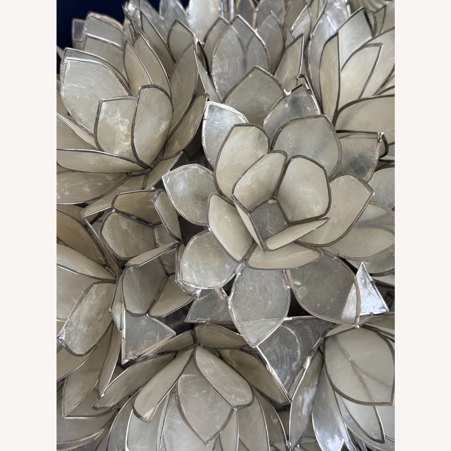 Vintage 18" Capiz Shell Lotus Flower Chandelier - image-5