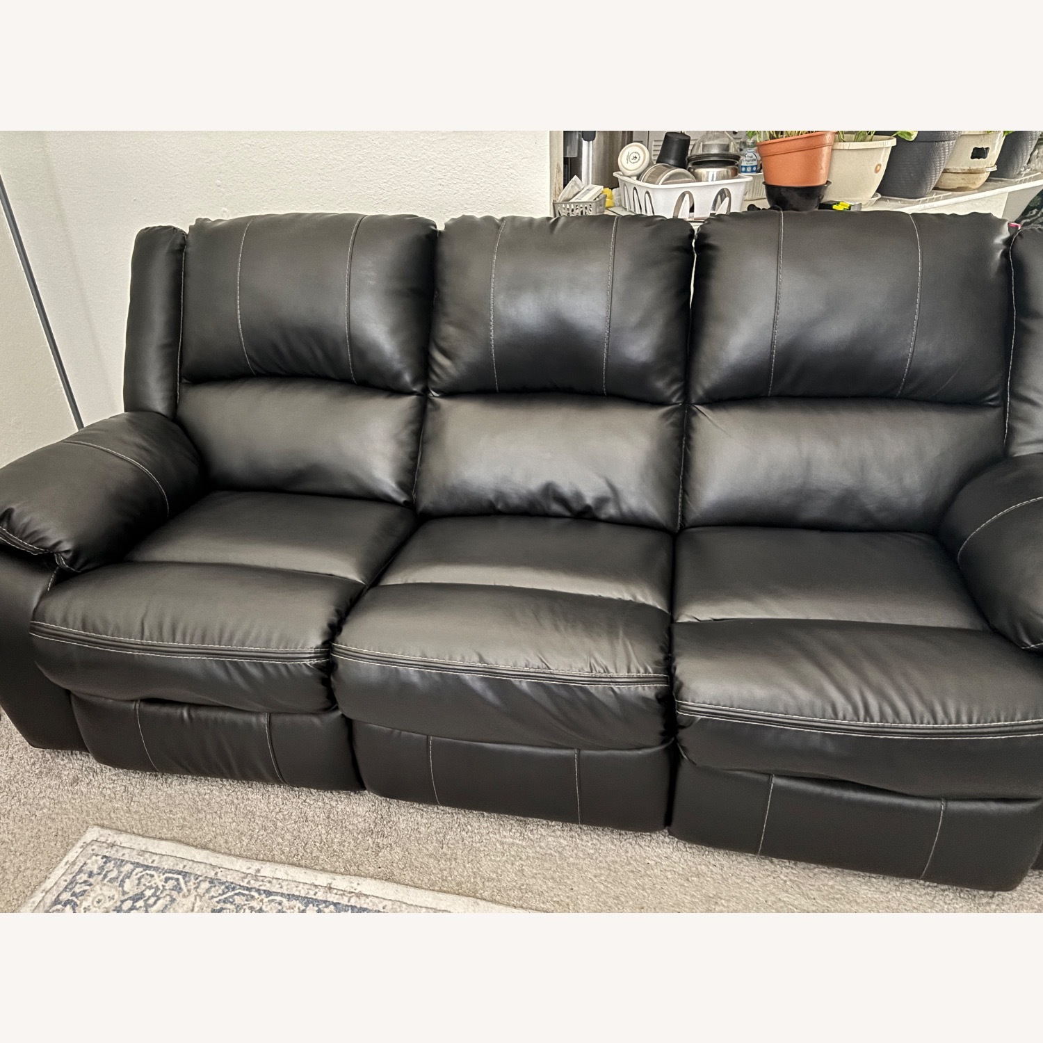 Ashley Furniture Caderwell Black Leather 3+ Seater Sofa - image-1