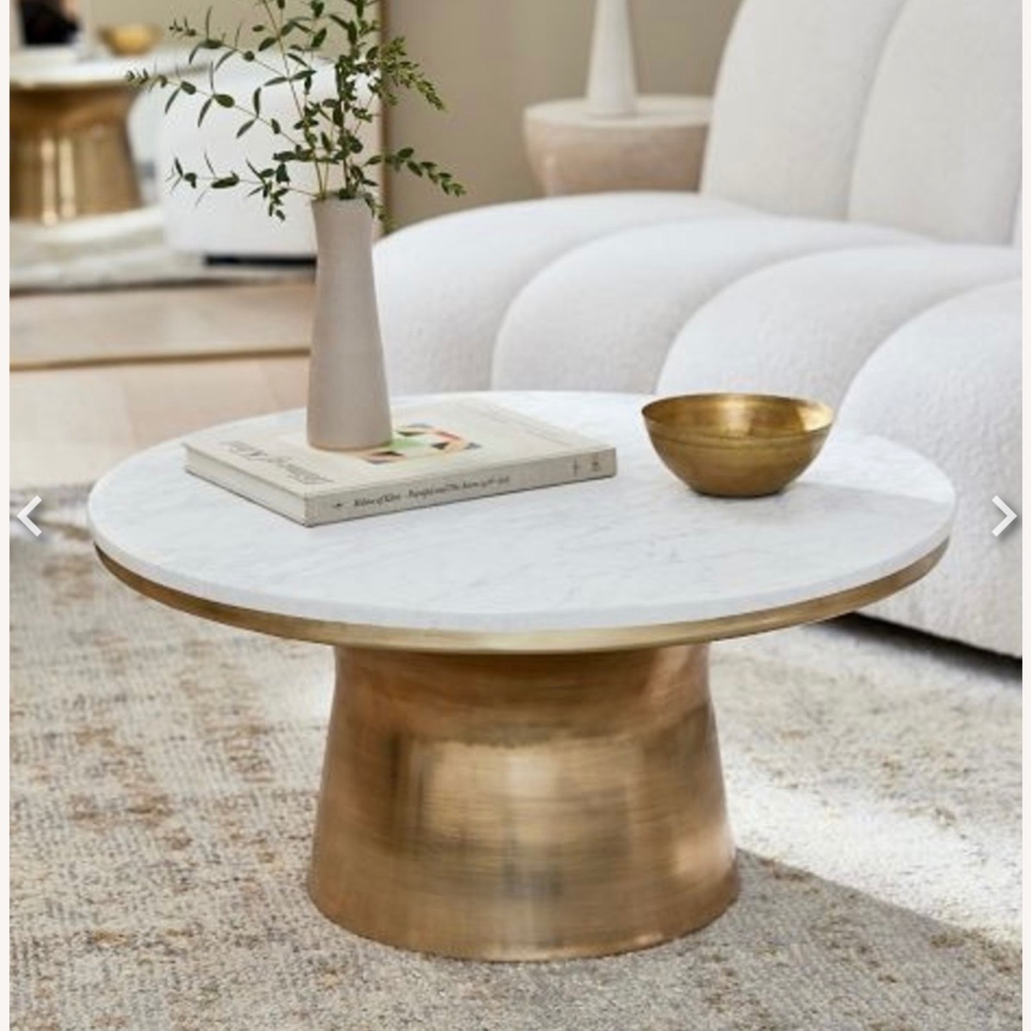West Elm Marble Topped Pedestal Coffee Table (30.5") - image-3