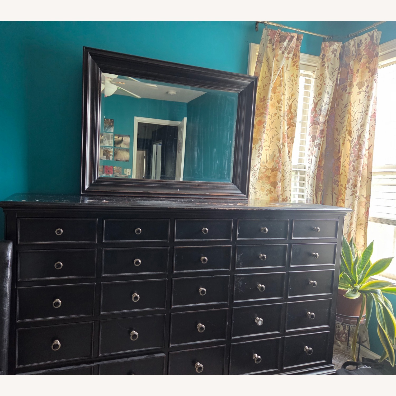 Thomasville Black Dresser with Mirror - image-1
