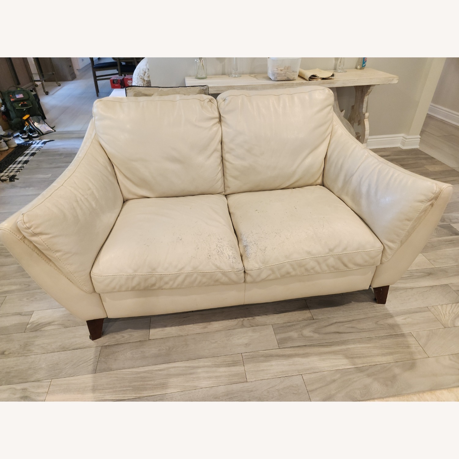Natuzzi  White Leather 2 Seater Sofas - image-4