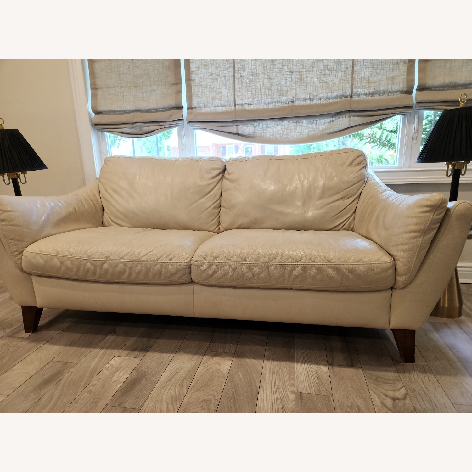 Natuzzi  White Leather 2 Seater Sofas - image-2