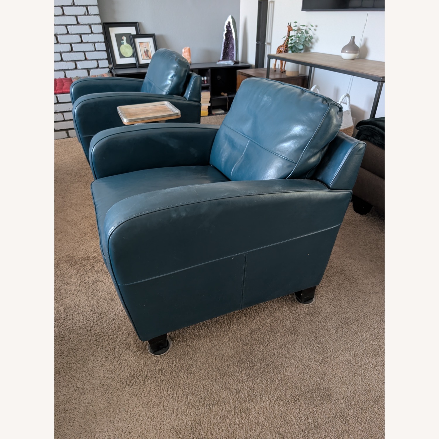 Deep Teal Club Chairs Set of 2 - image-1