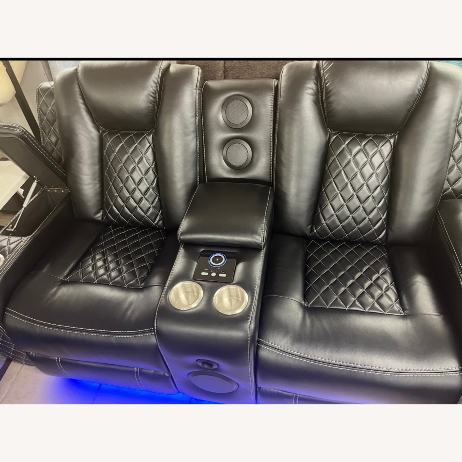 Black Leather 3+ Piece Sectional - image-2