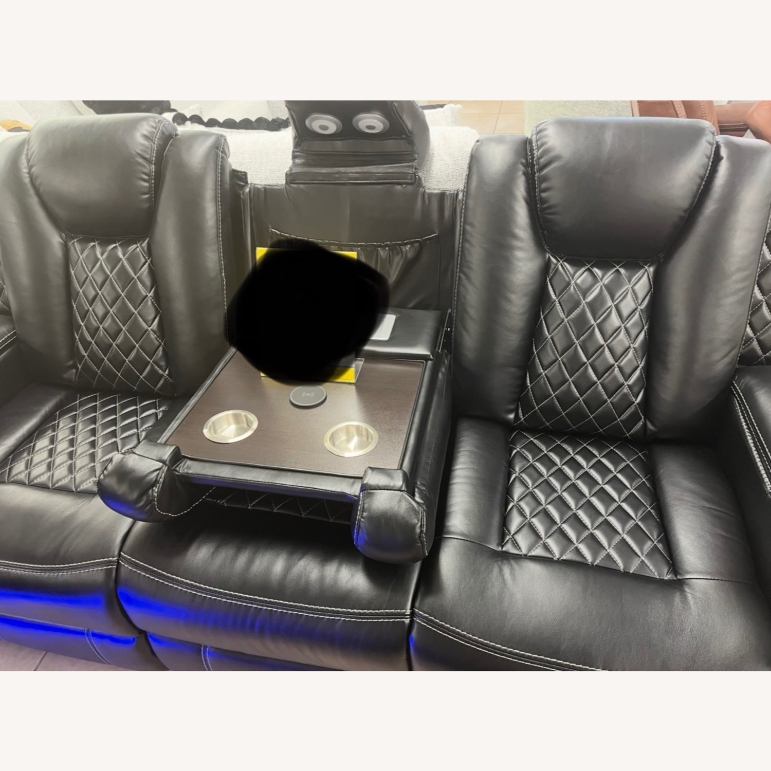 Black Leather 3+ Piece Sectional - image-3