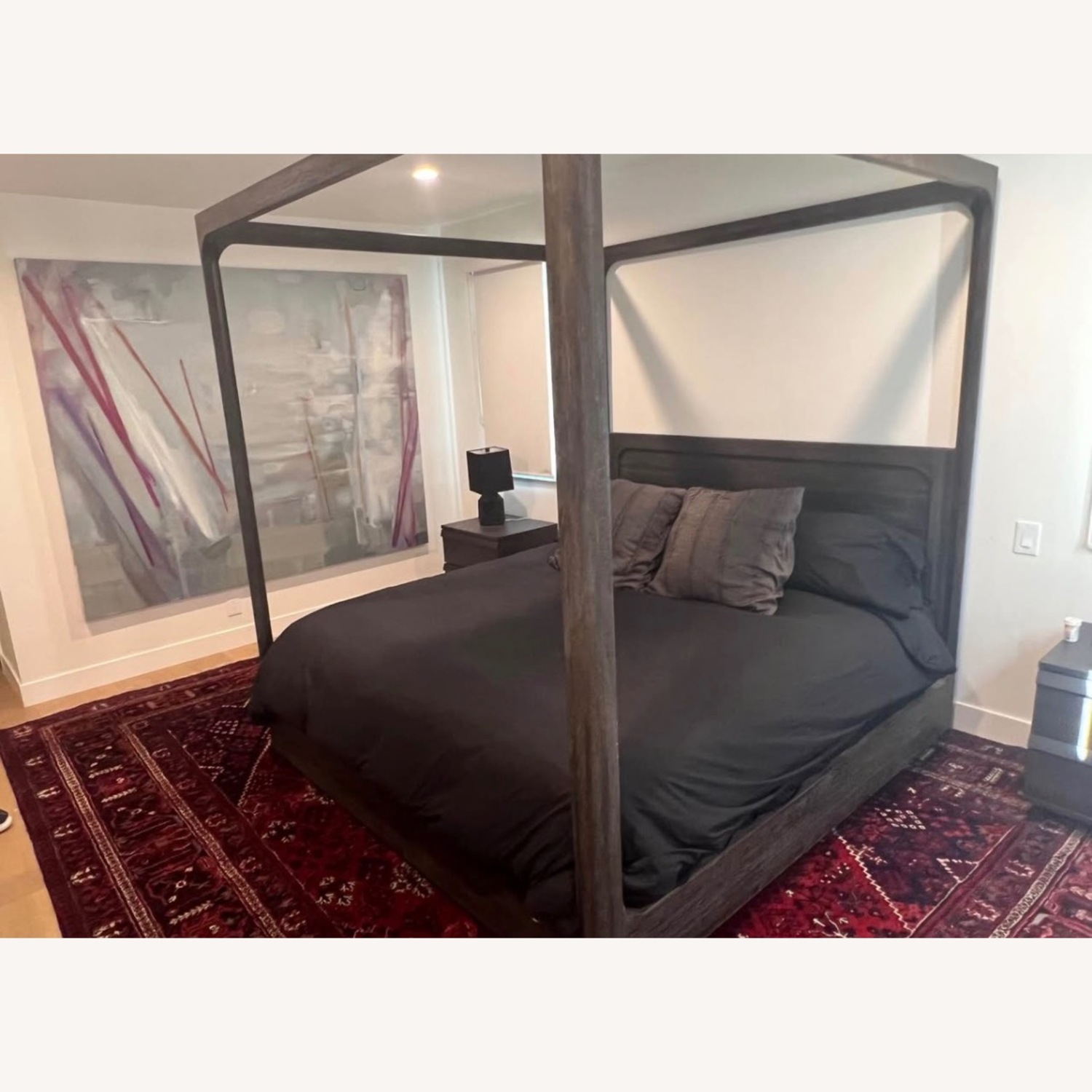 Restoration Hardware Martens Canopy Dark Gray Wood King Bed - image-6